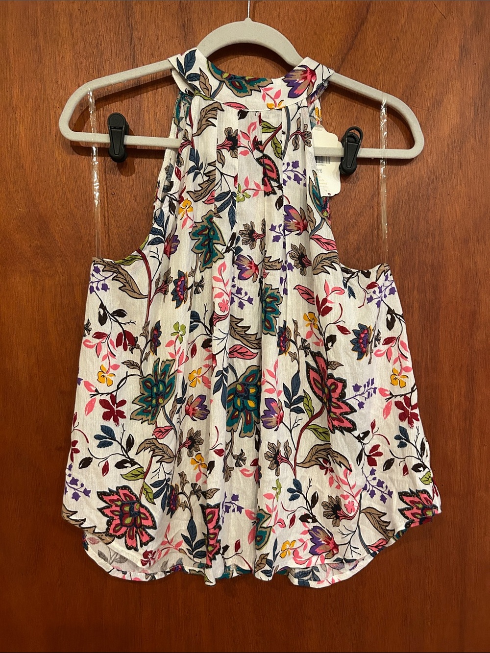 Altar’d state sleeveless floral blouse tie neck size L NWT